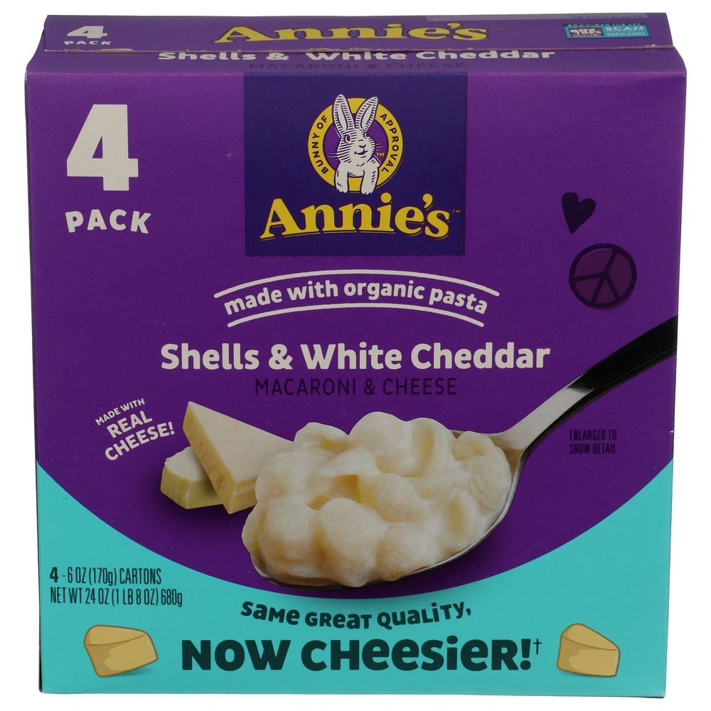Annies Homegrown Shells and White Cheddar Macaroni and Cheese, 24 Ounce -- 4 per case