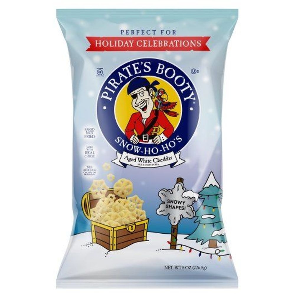 Pirates Booty Snowflake Shaped White Cheddar Cheese Puffs, 8 Ounce -- 6 per case