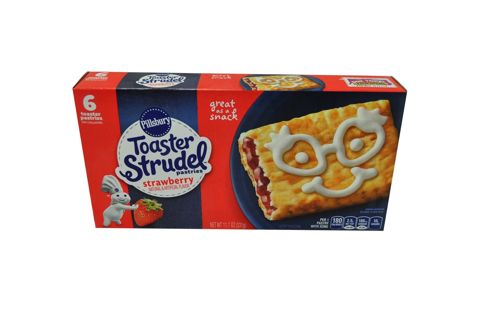 Pillsbury Strawberry Toaster Strudel, 11.7 Ounce -- 12 per case.