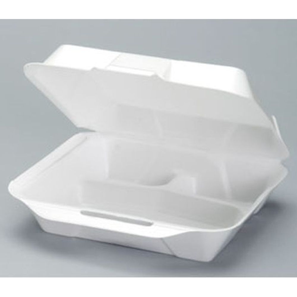 Genpak White Foam Extra Large 3 Compartment Container, 100 count - 2 per case