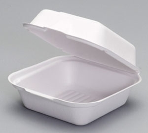 Genpak Harvest Fiber Natural White Compostable Large Hinged Sandwich Container -- 400 per case.