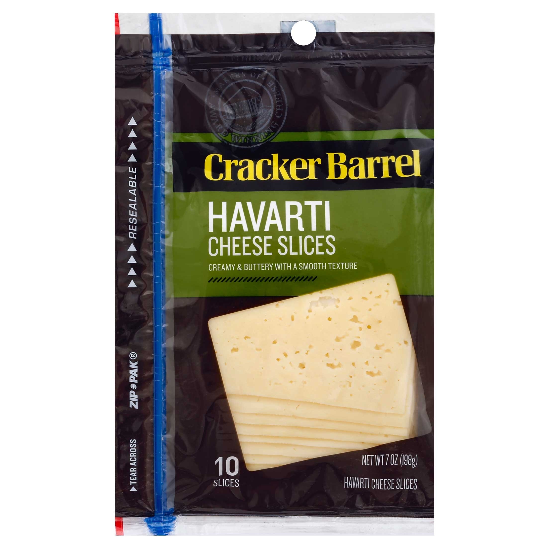 Kraft Cracker Barrel Natural Havarti Sliced Cheese, 7 Ounce -- 10 per case.