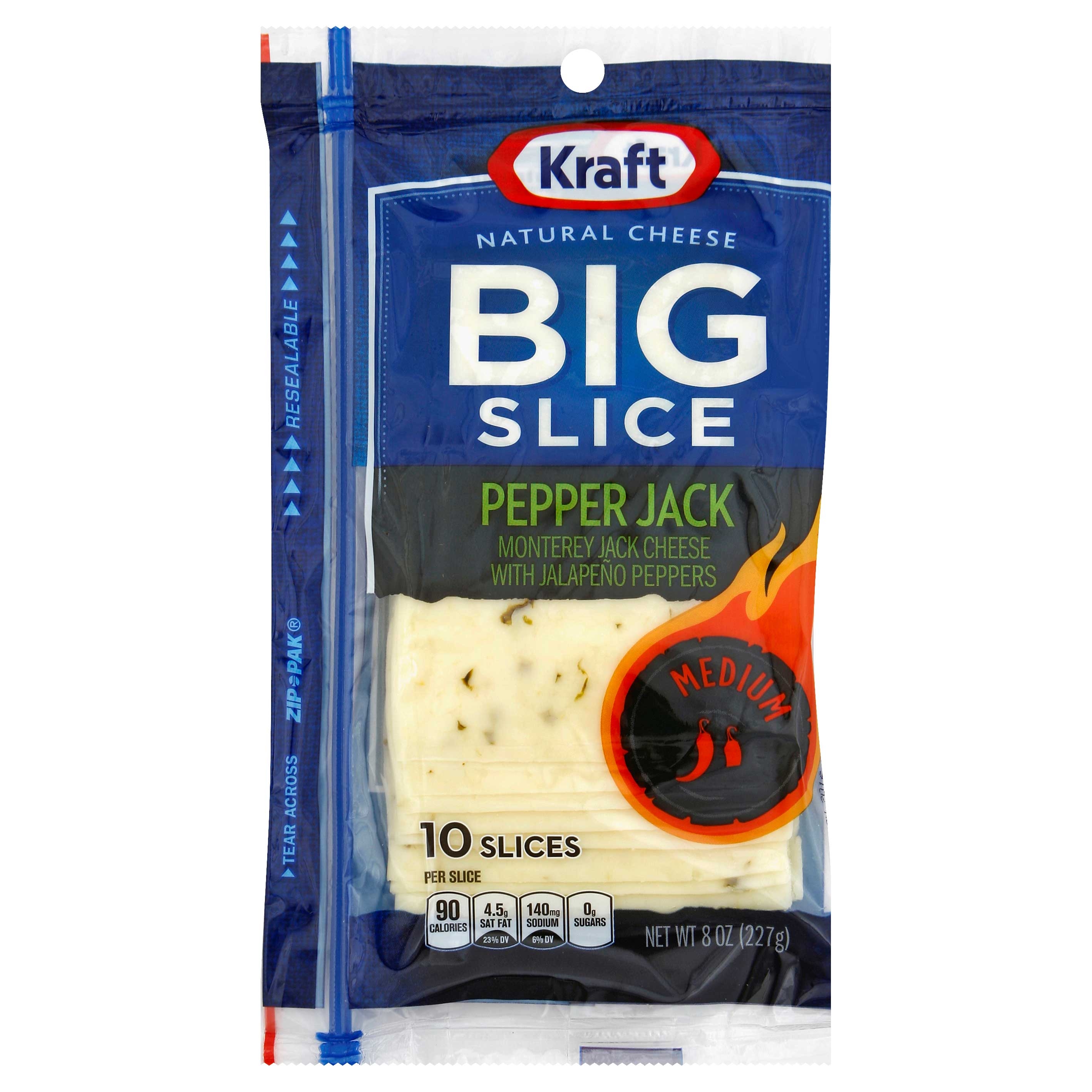 Kraft Deli Fresh Pepper Jack Natural Sliced Cheese, 8 Ounce -- 10 per case.