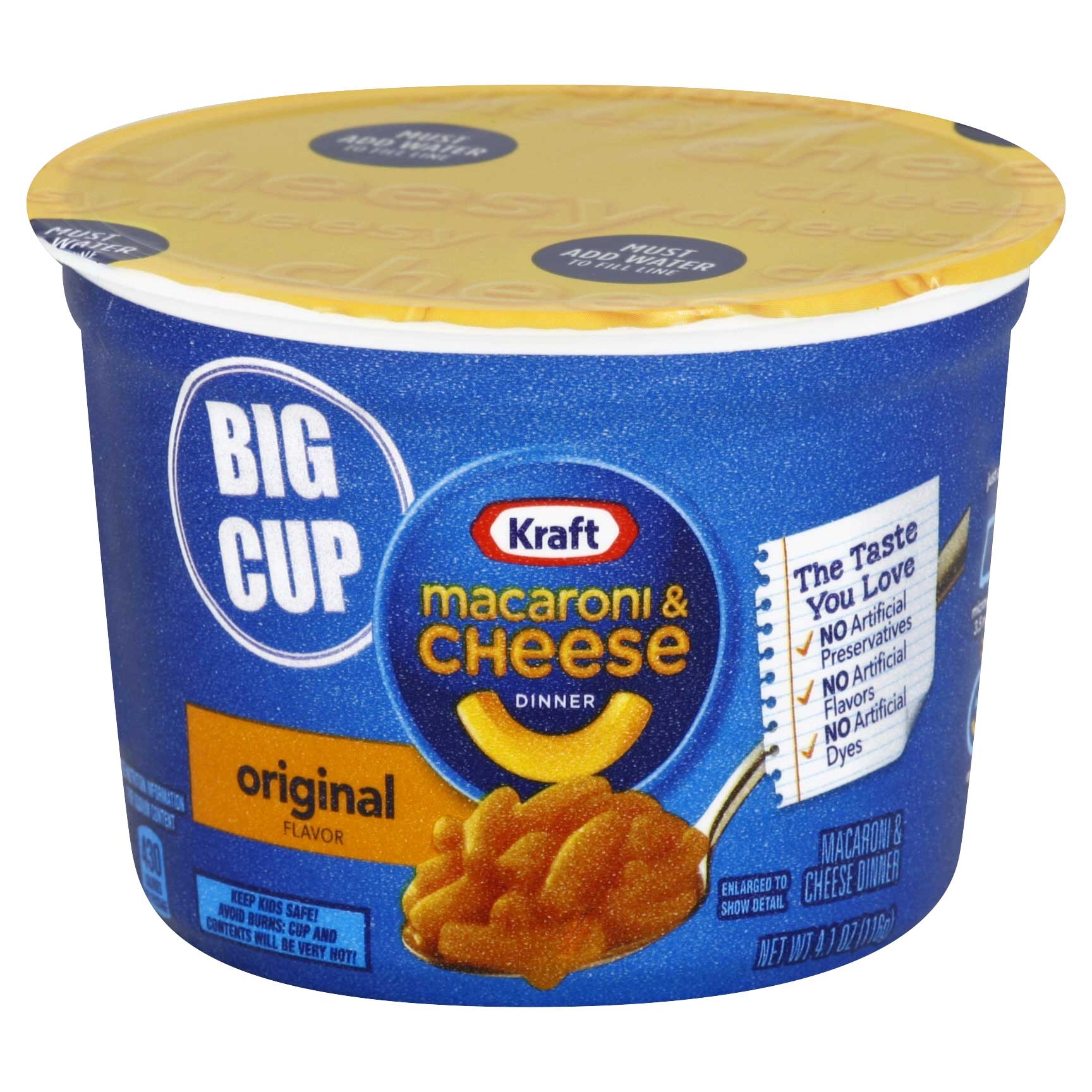 Kraft Original Microcup Easy Macaroni - Extra Large, 4.1 Ounce -- 8 per case.