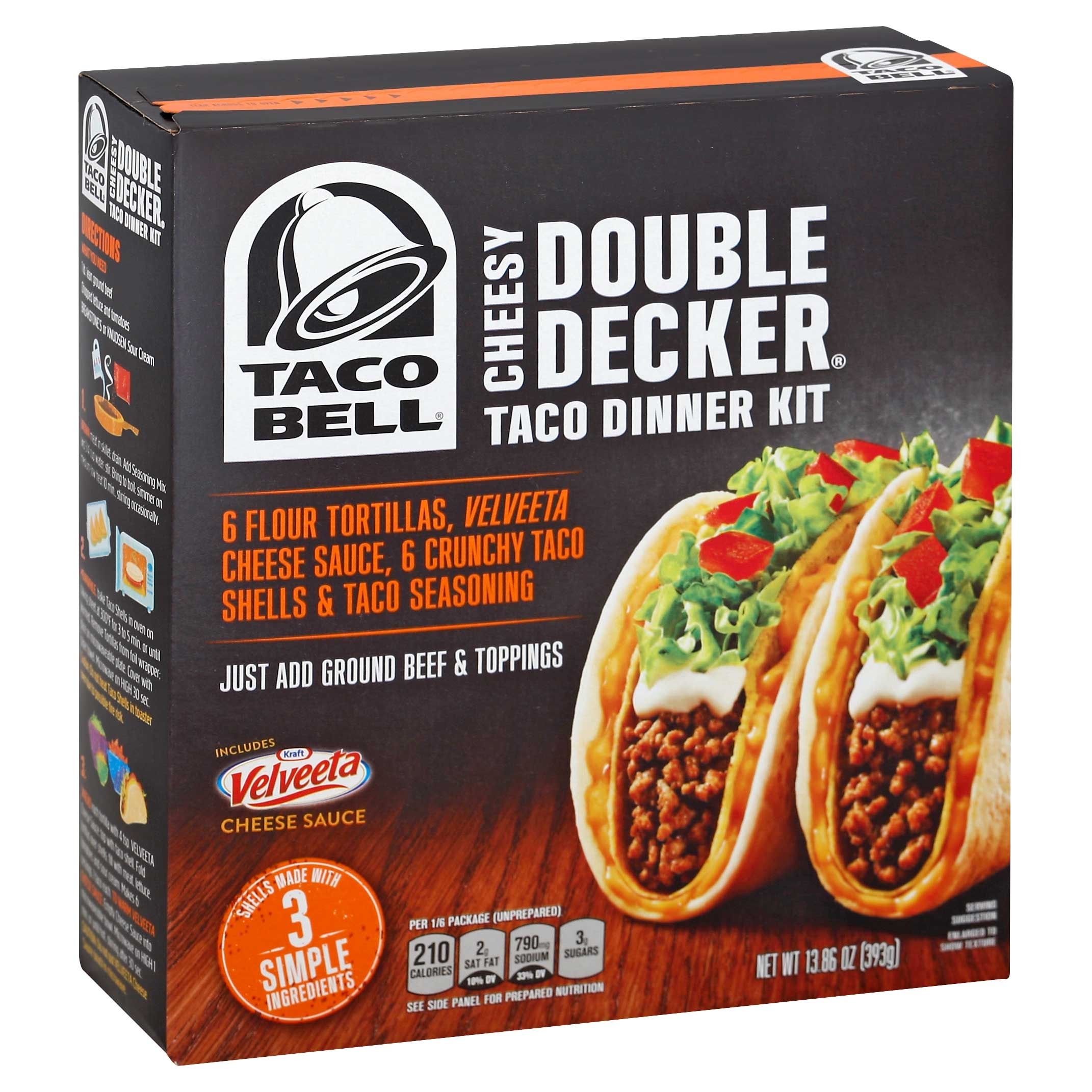 Taco Bell Cheesy Double Decker Taco Dinner Kit, 13.86 Ounce -- 10 per case.
