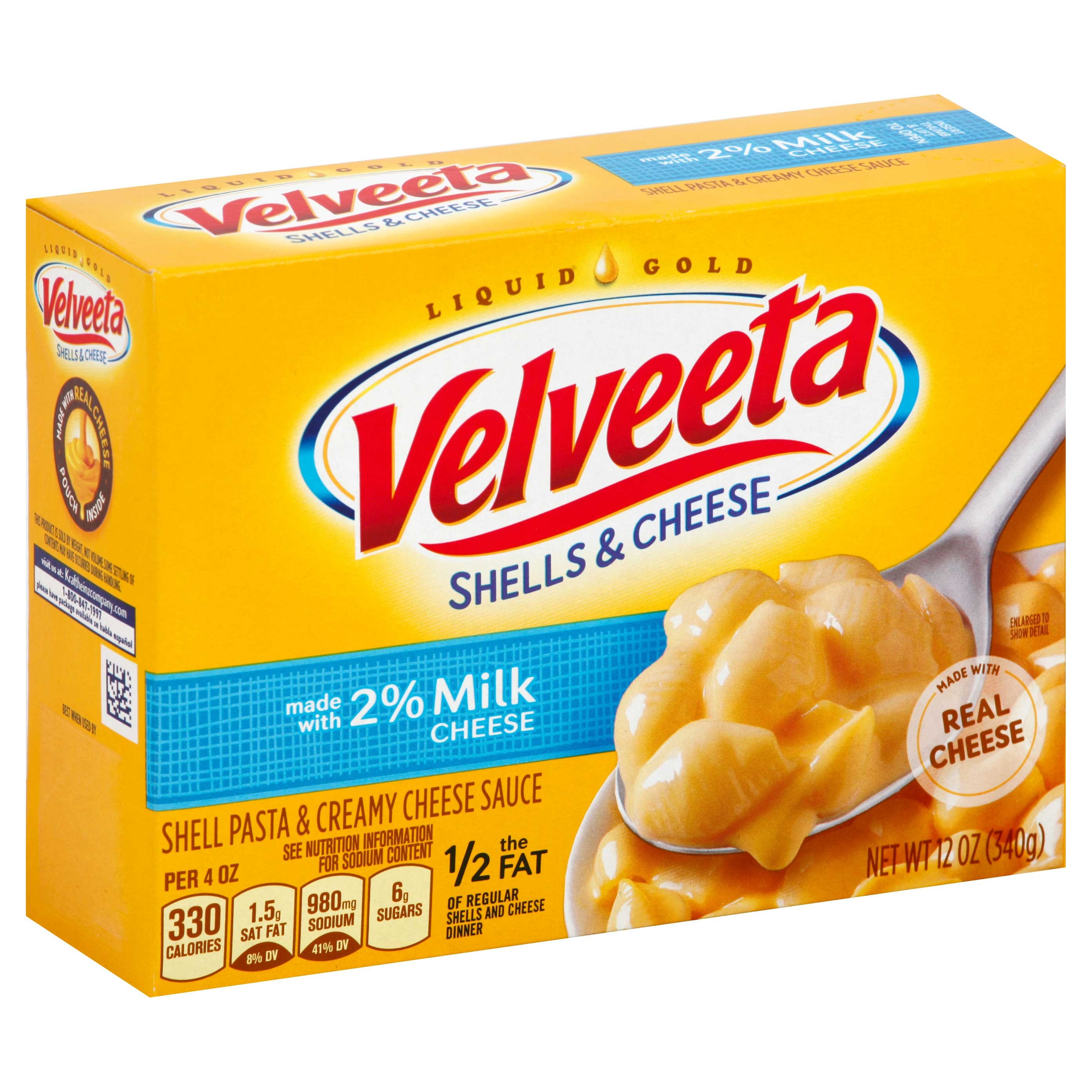 Velveeta 2 Percent Shells and Cheese Entree, 12 Ounce -- 12 per case.