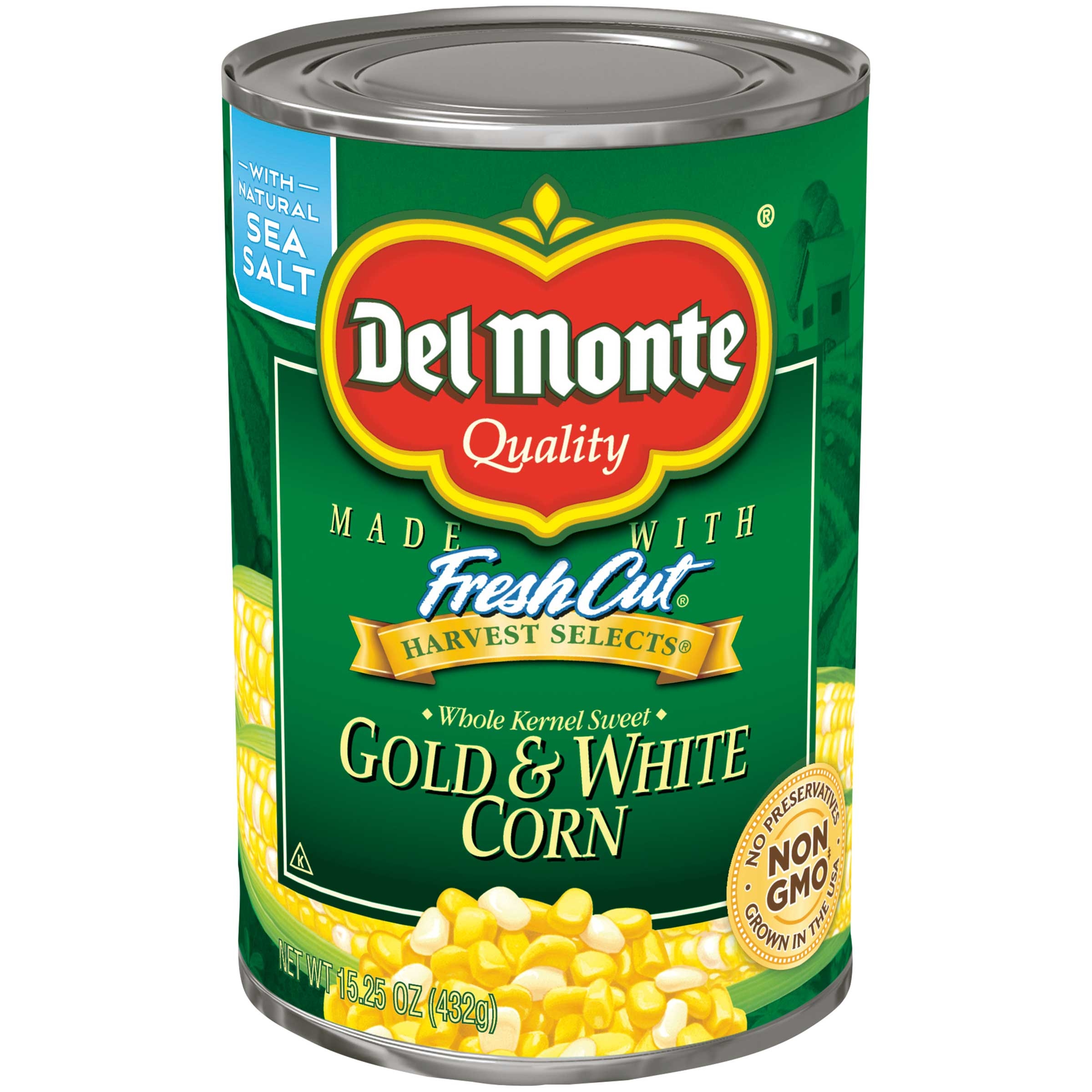 Del Monte Whole Kernel Sweet Gold and White Corn, 15.25 Ounce -- 12 per case.