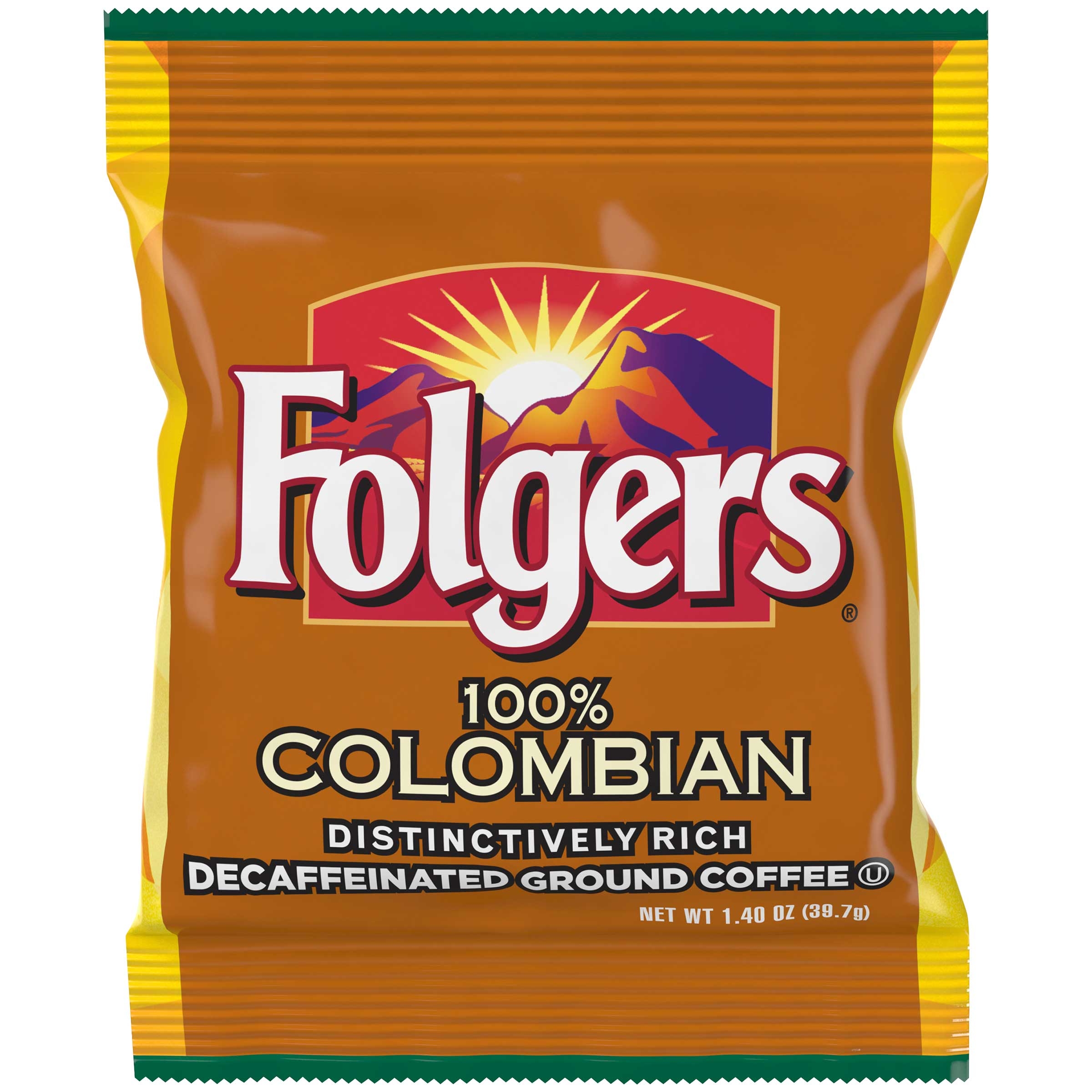 Folgers Decaffeinated Colombian Ground Coffee, 1.4 Ounce -- 42 per case.
