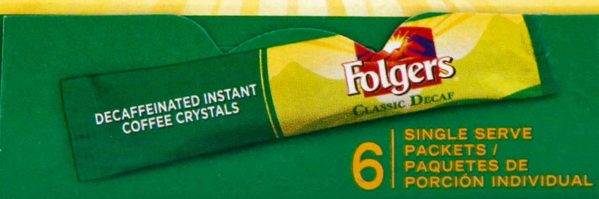 Folgers Decaffeinated Instant Coffee, 0.42 Ounce -- 12 per case.
