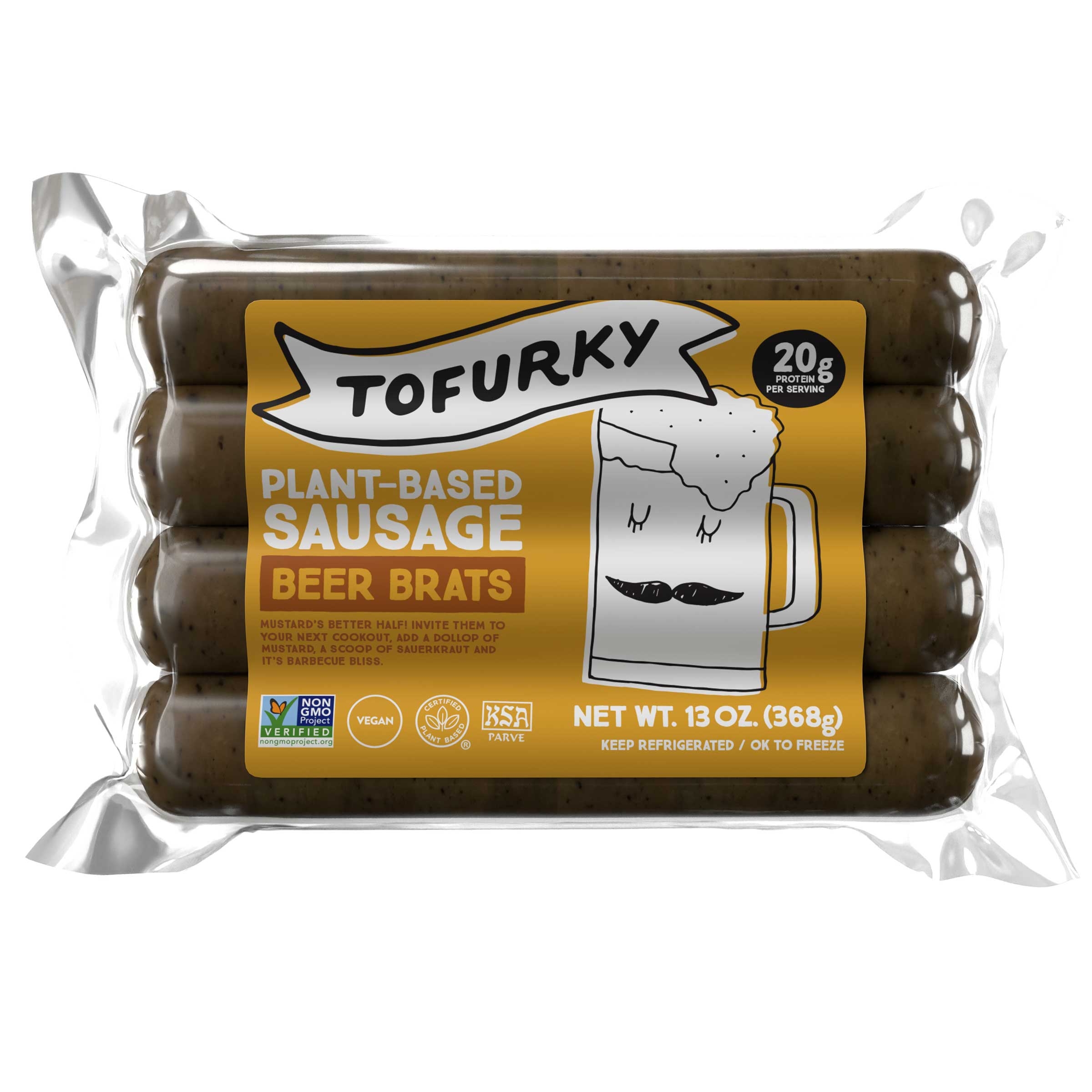 Tofurky Beer Brats Original Sausage, 14 Ounce -- 5 per case.