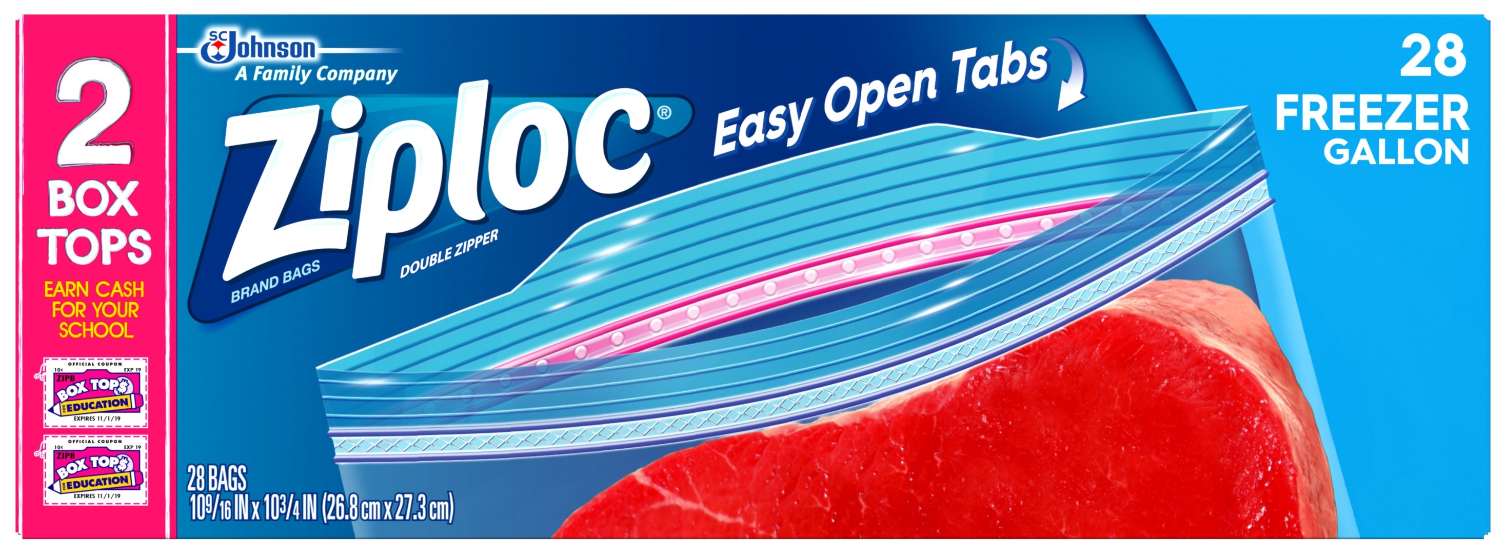Ziploc Easy To Open Value Pack Gallon Freezer Bag, 28 count per pack -- 9 per case.