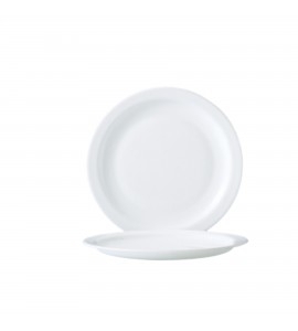 Cardinal International Arcoroc Opal Restaurant Porcelain White Narrow Rim Lunch Plate, 9 1/4 inch -- 24 per case.