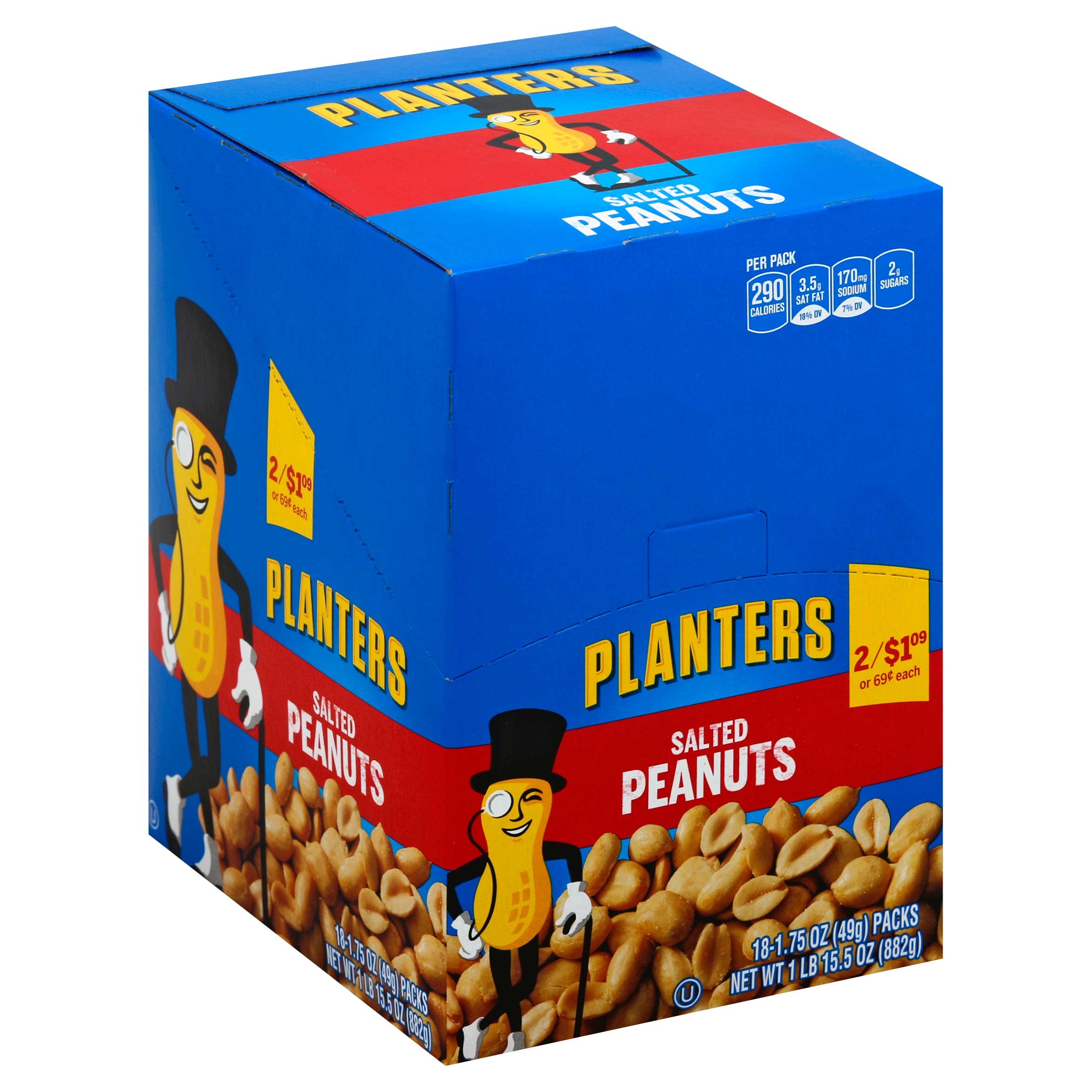 Planters Salted Peanuts, 1.75 Ounce -- 108 per case.