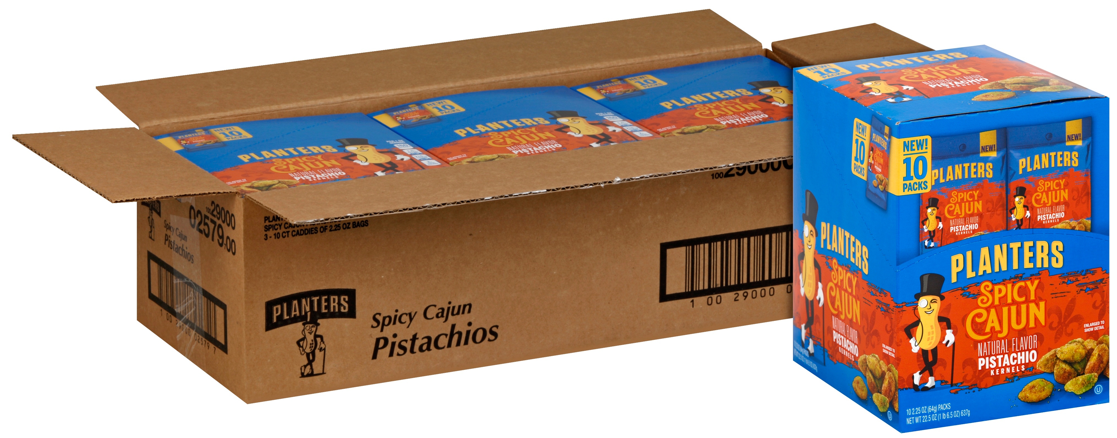 Planters Spicy Cajun Pistachios Snack Nuts, 2.25 Ounce -- 30 per case.