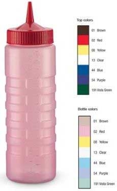 Vollrath Clear Wide Mouth Squeeze Bottle Dispenser With Red Cap -- 12 Per Case