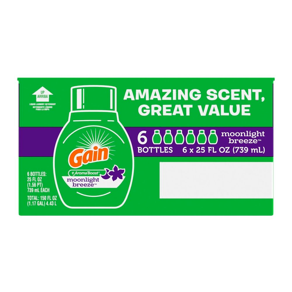 Gain Plus Aroma Boost Moonlight Breeze 17 Loads High Suds Laundry Detergent, 25 Fluid Ounce -- 6 per case