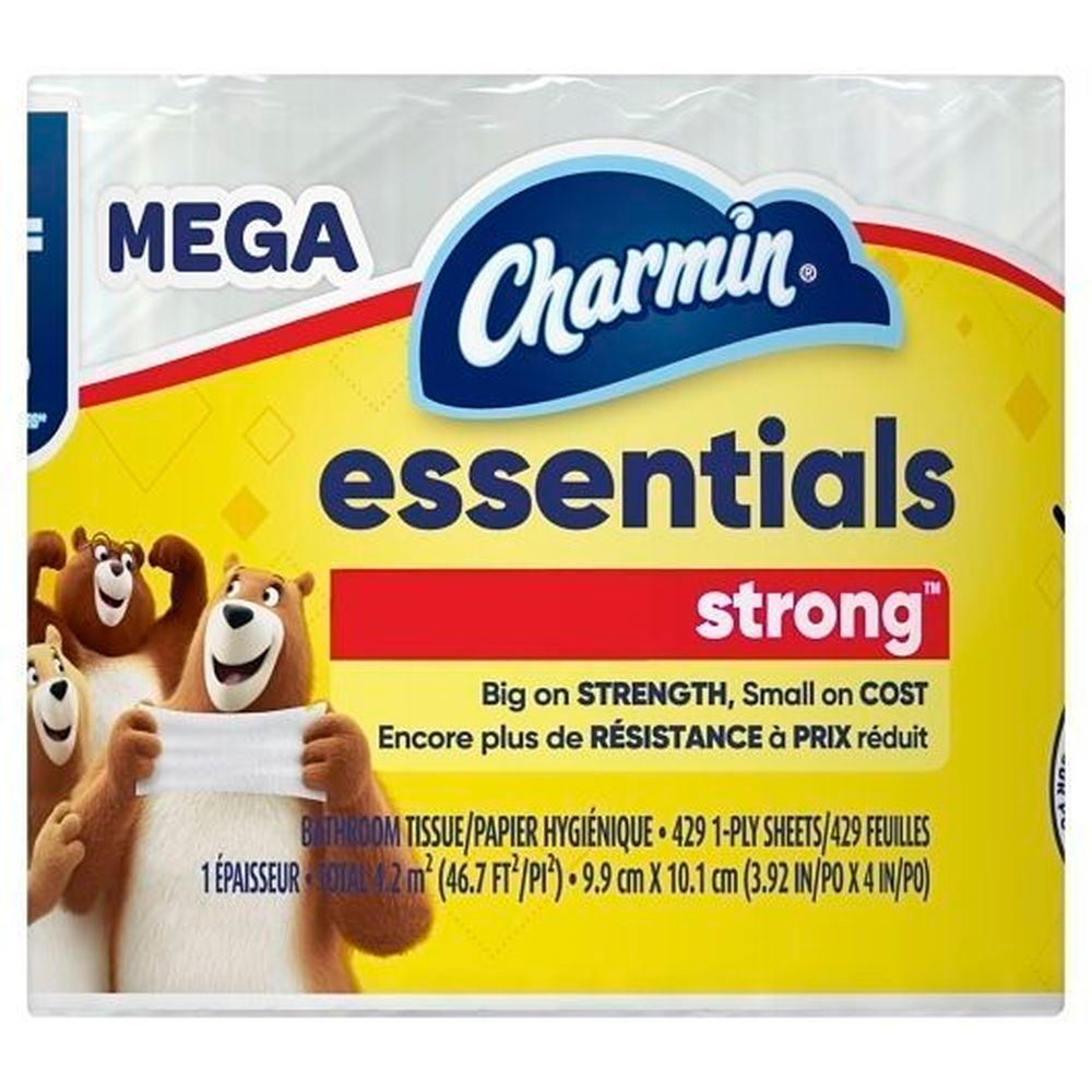 Charmin Essentials Strong Dry Unscented Toilet Tissue, 46.7 Square Foot -- 36 per case