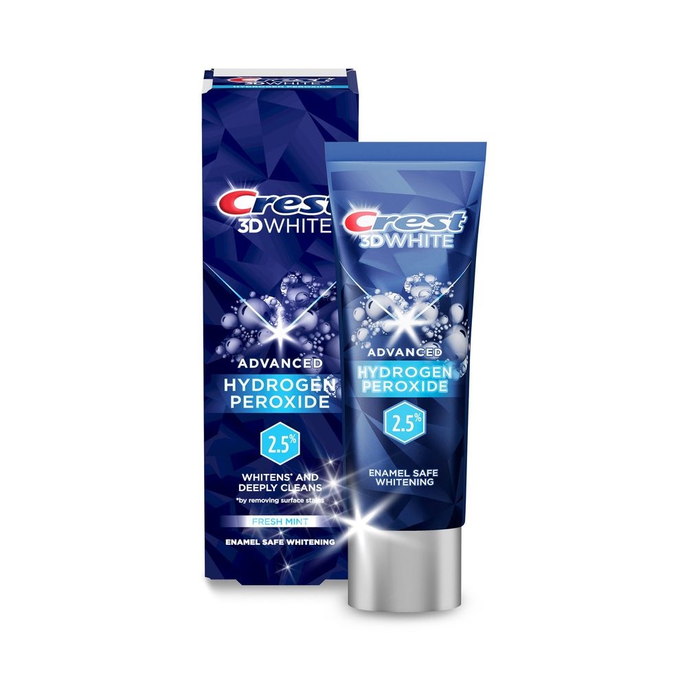 Crest 3D White Fresh Mint Advanced 2.5 Percent Hydrogen Peroxide Teeth Whitening Toothpaste, 3 Ounce -- 24 per case