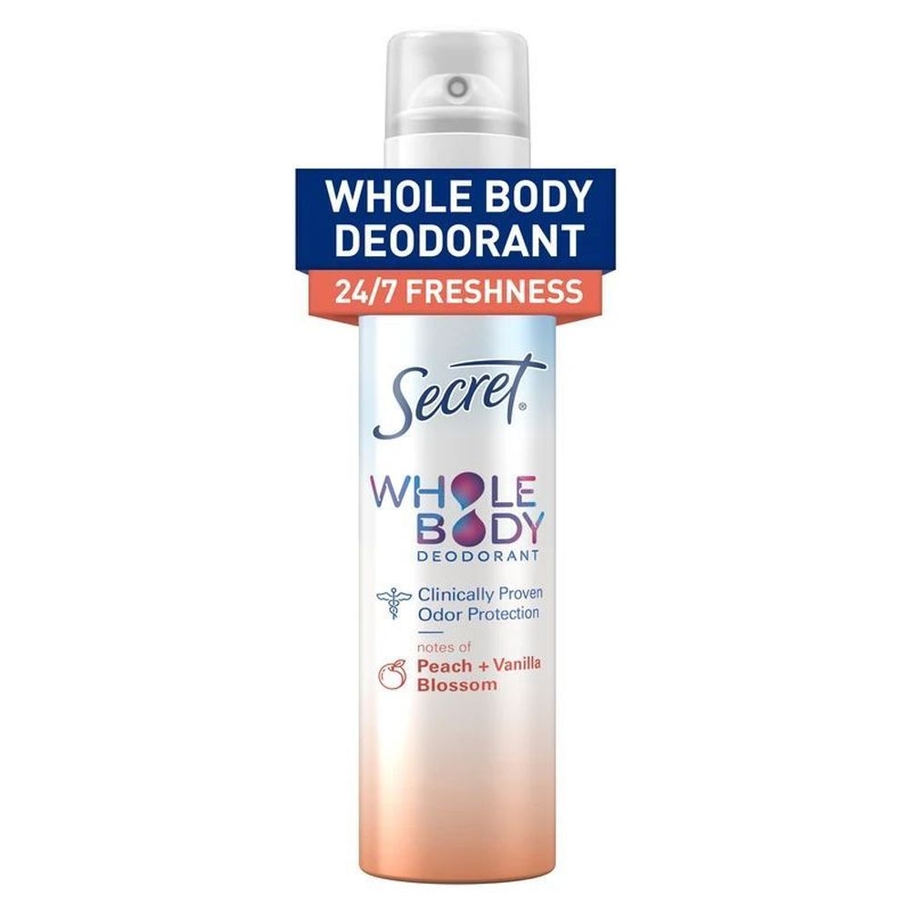 Secret Peach and Vanilla Blossom Whole Body Deodorant Spray, 3.5 Ounce - 12 per case