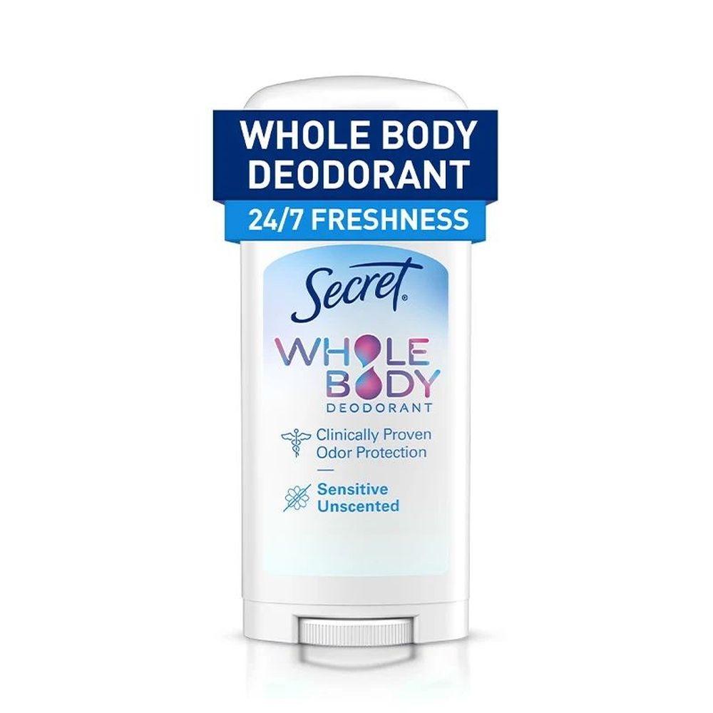 Secret Unscented Aluminum Free Whole Body Deodorant Stick for Women, 2.4 Ounce -- 12 per case