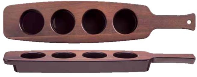 Libbey 96459 Melamine Matte Woodgrain 4 Well Flight -- 6 per case.