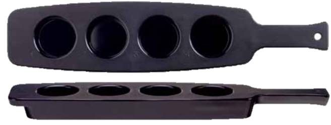 Libbey 96458 Melamine Matte Black 4 Well Flight -- 6 per case.