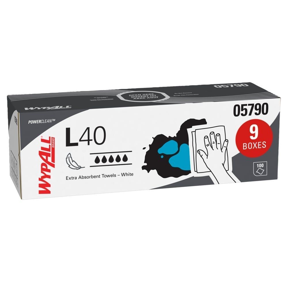 WypAll PowerClean L40 Extra Absorbent Towel, 100 count -- 9 per case