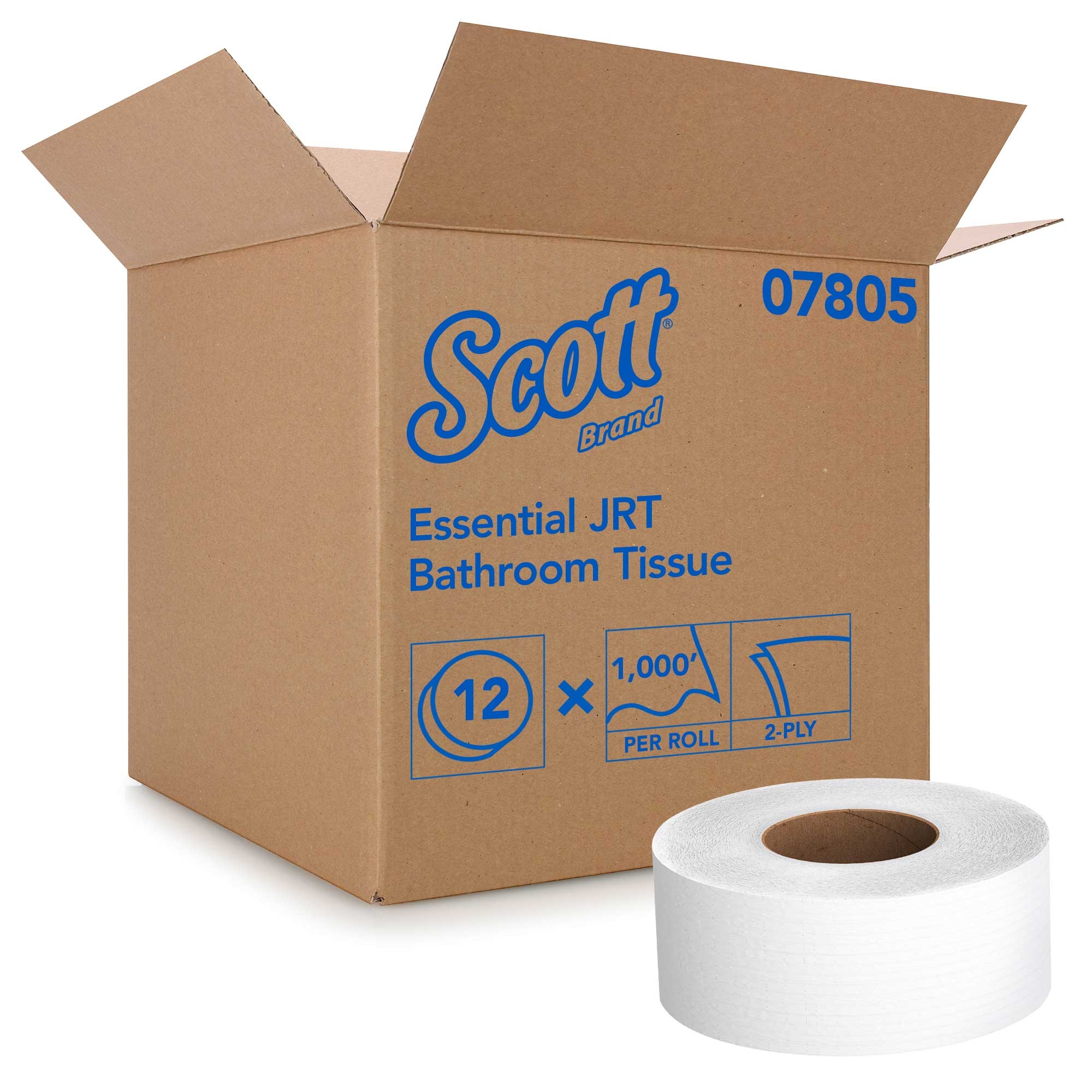 Scott Essential White 2 Ply Jumbo Roll Bathroom Tissue, 1000 Feet x 3.55 x 12 inch -- 12 rolls per case