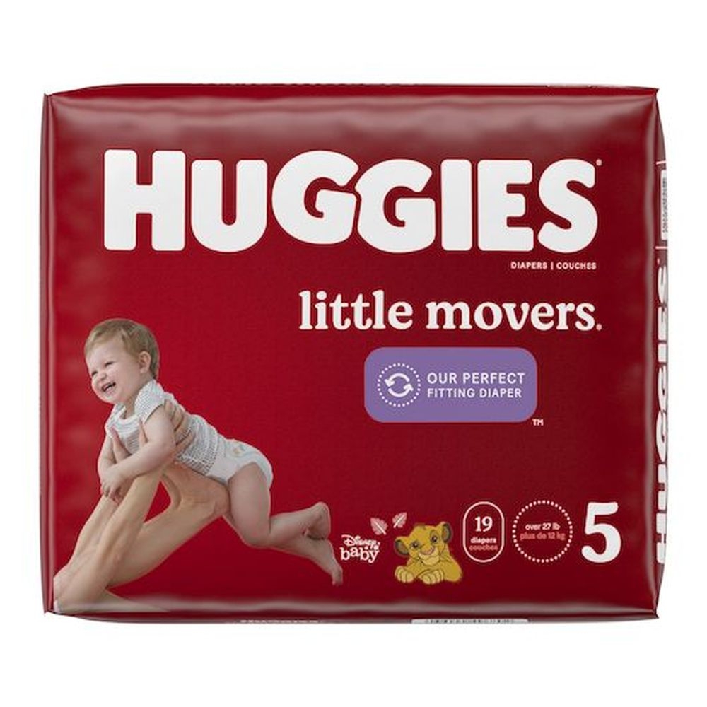 Huggies Size 5 Little Movers Diaper - Jumbo Pack, 19 count -- 4 per case