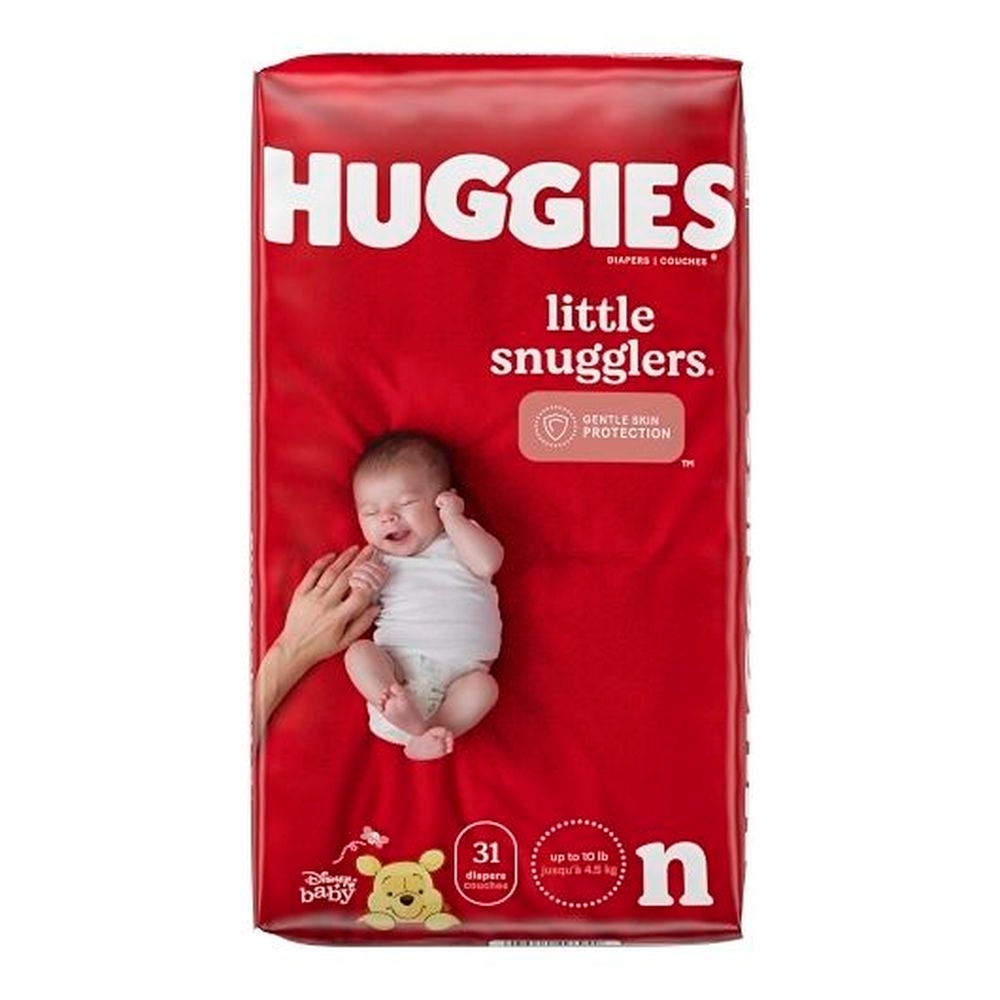 Huggies Size Newborn Little Snuggler Diaper - Jumbo Pack, 31 count -- 4 per case