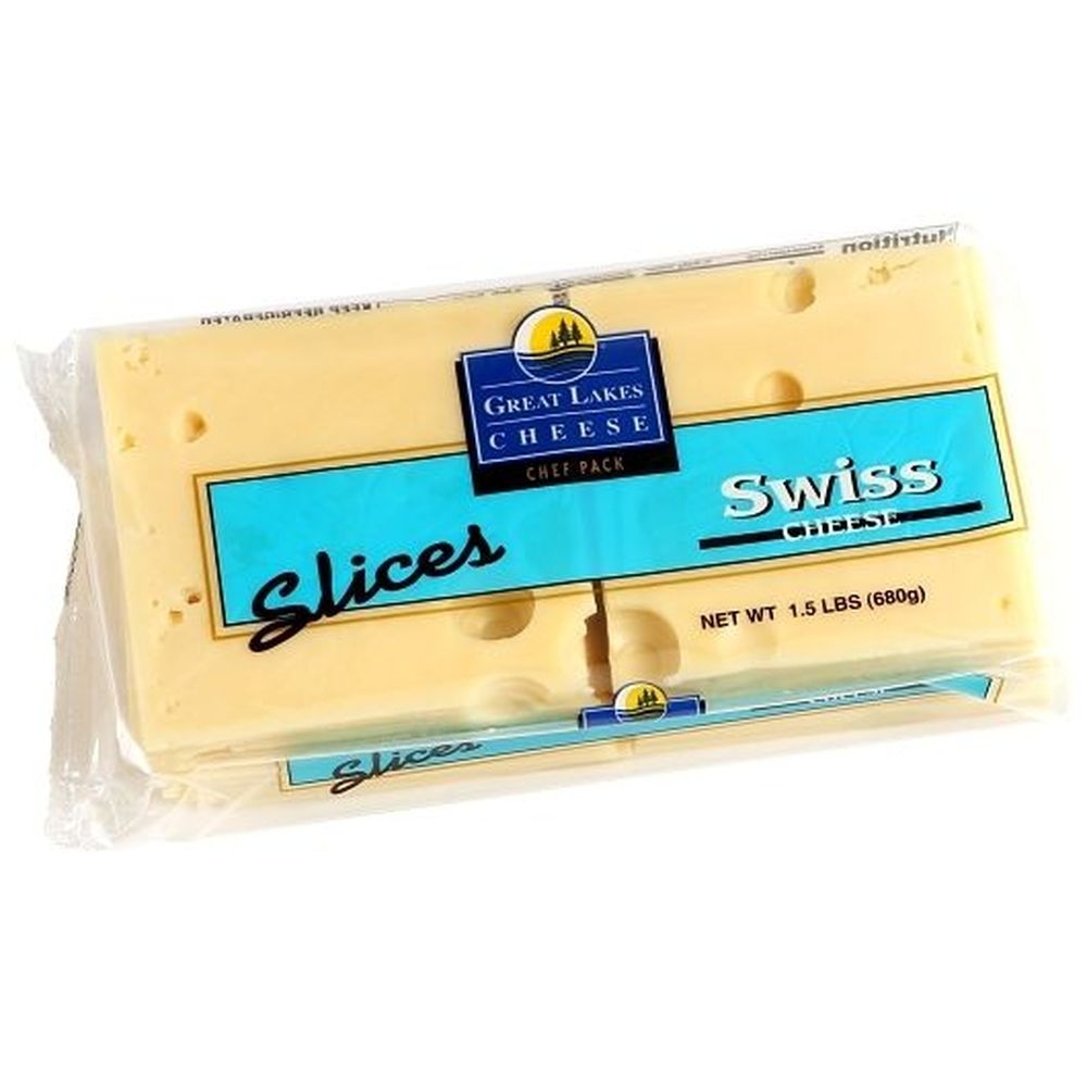 Great Lakes Sliced Swiss Cheese, 24 Ounce -- 6 per case