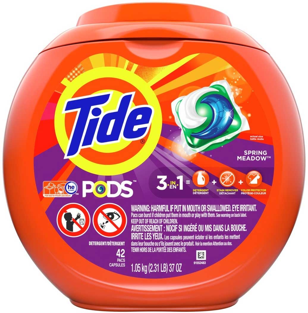 Tide Spring Meadow Liquid Detergent Pod, 42 count per pack -- 4 per case.