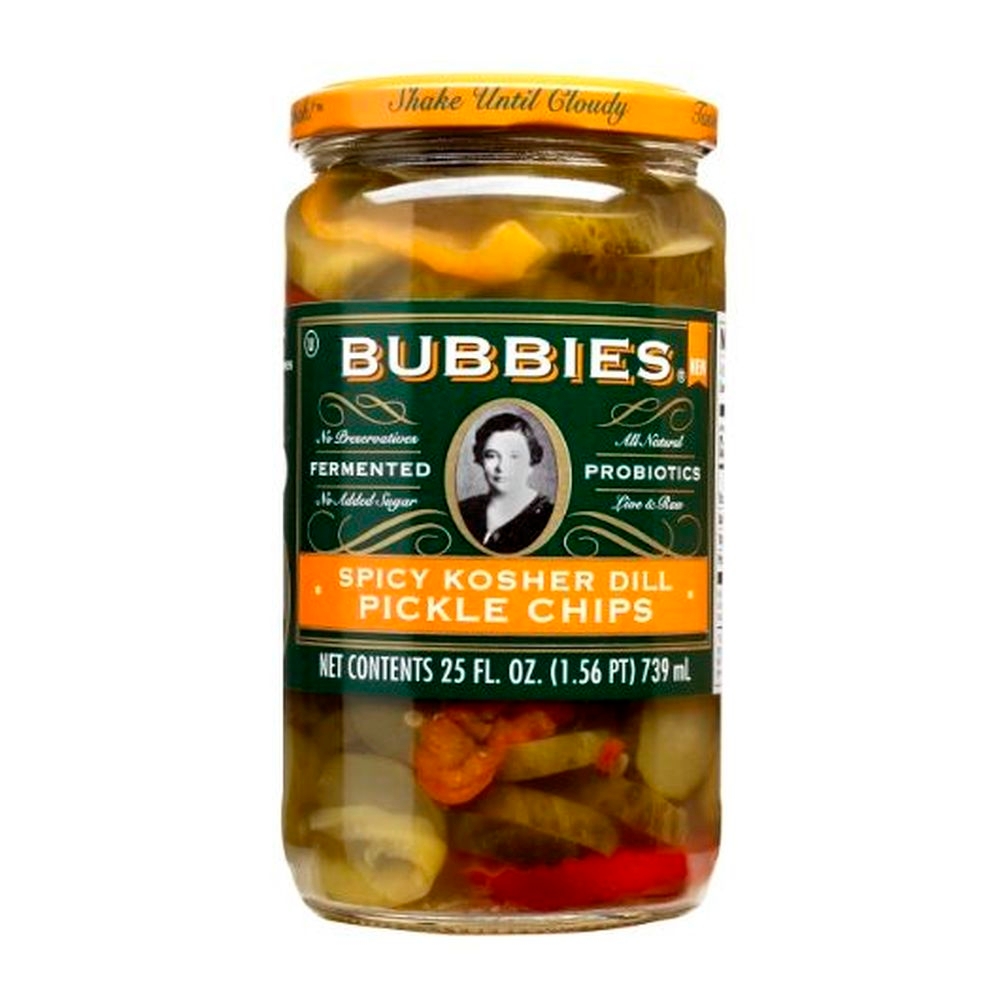 Bubbies Kosher Spicy Dill Pickle Chips, 25 Fluid Ounce - 6 per case