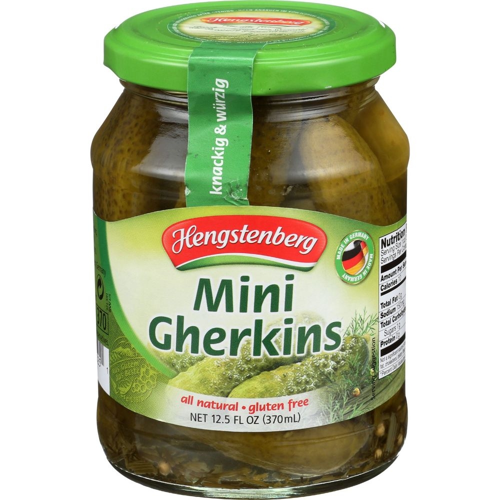 Hengstenberg Mini Gherkins Pickle, 12.5 Ounce -- 12 per case