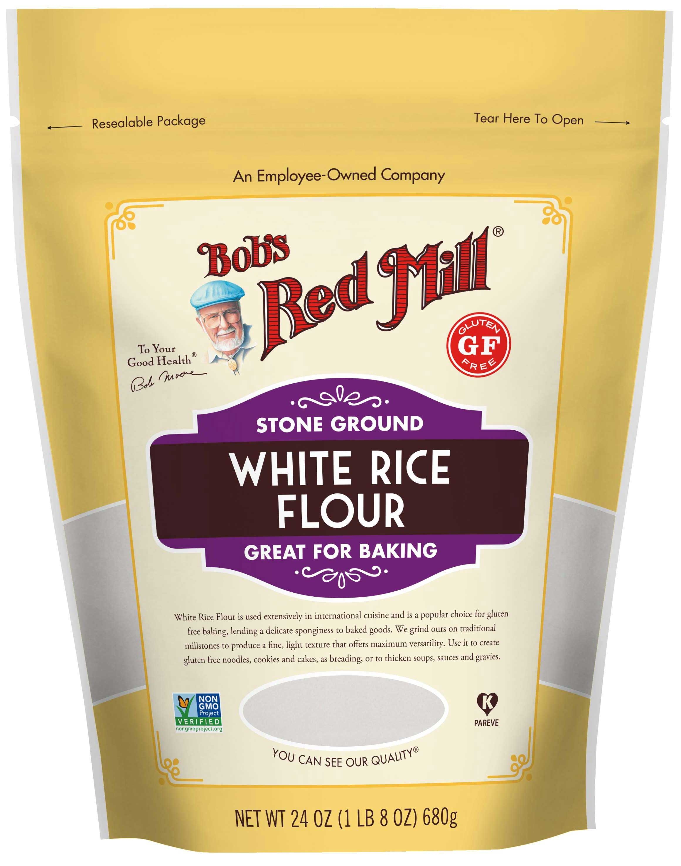 Bobs Red Mill Stone Ground White Rice Flour, 24 Ounce Pouch -- 4 per case