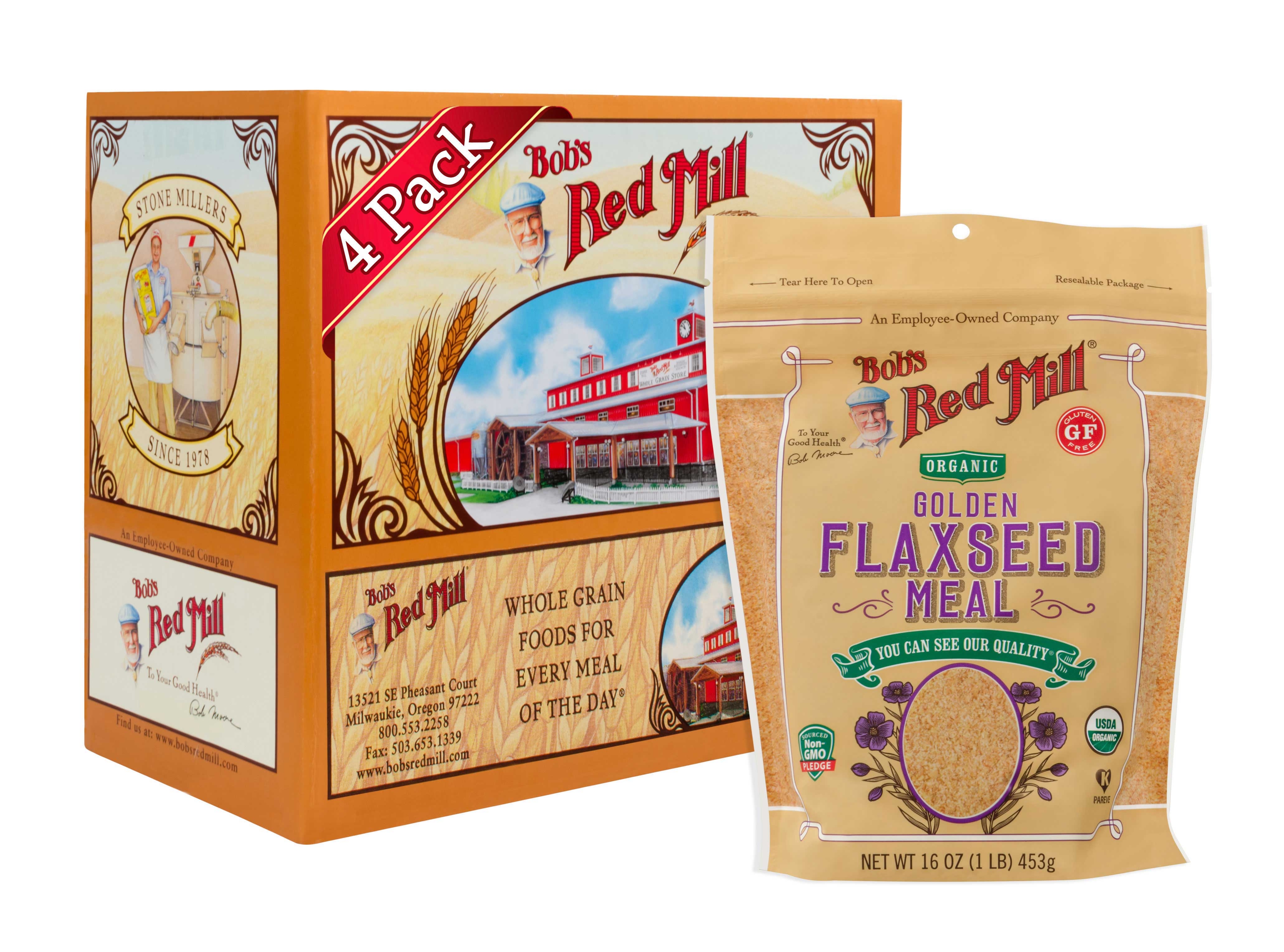 Bobs Red Mill Organic Golden Flaxseed Meal, 16 Ounce -- 4 per case.