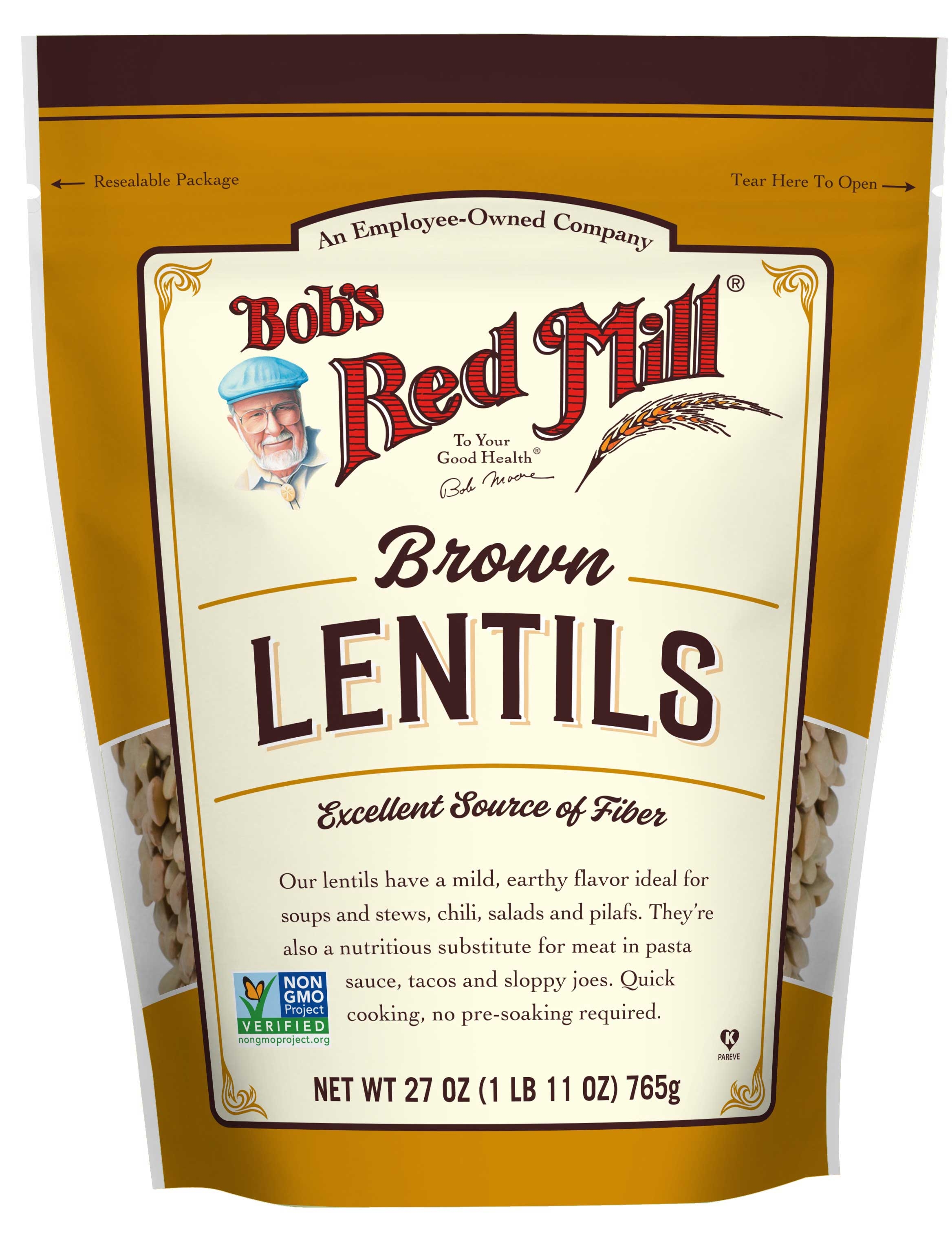 Bobs Red Mill Brown Lentil, 27 Ounce -- 4 per case