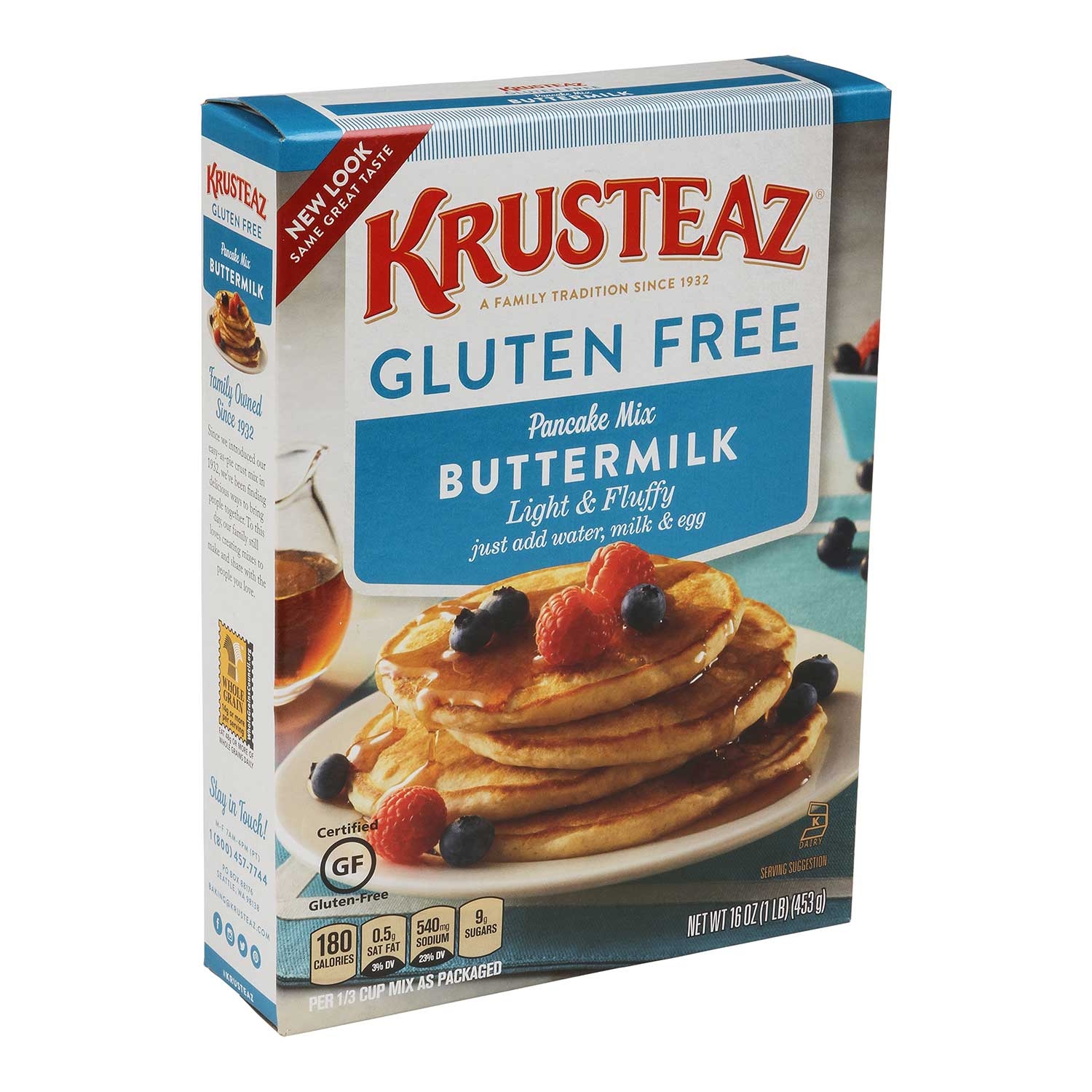 Krusteaz Gluten Free Pancake Mix, 16 Ounce -- 8 per case.