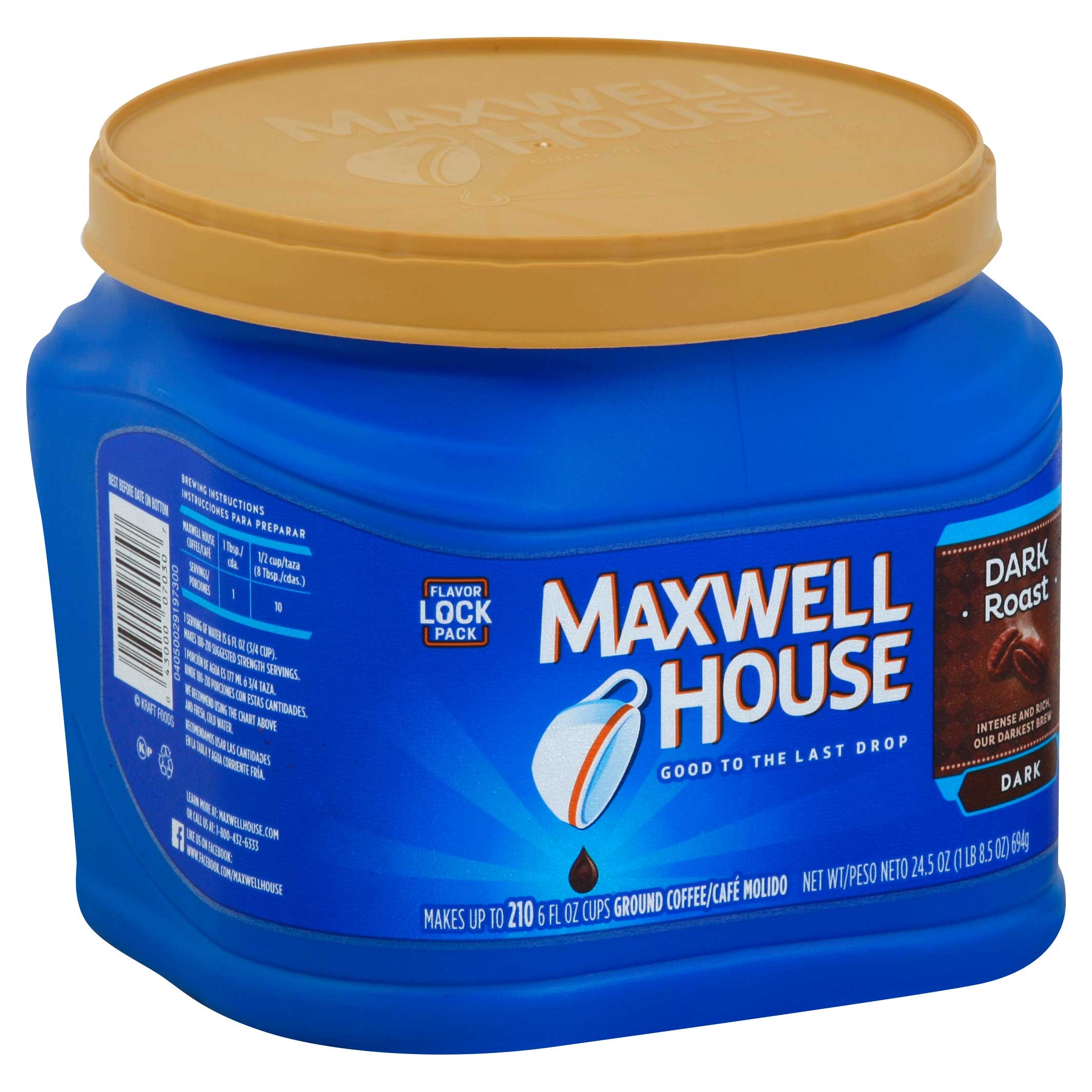 Maxwell House Dark Roast Ground Coffee, 1.531 Pound -- 6 per case.