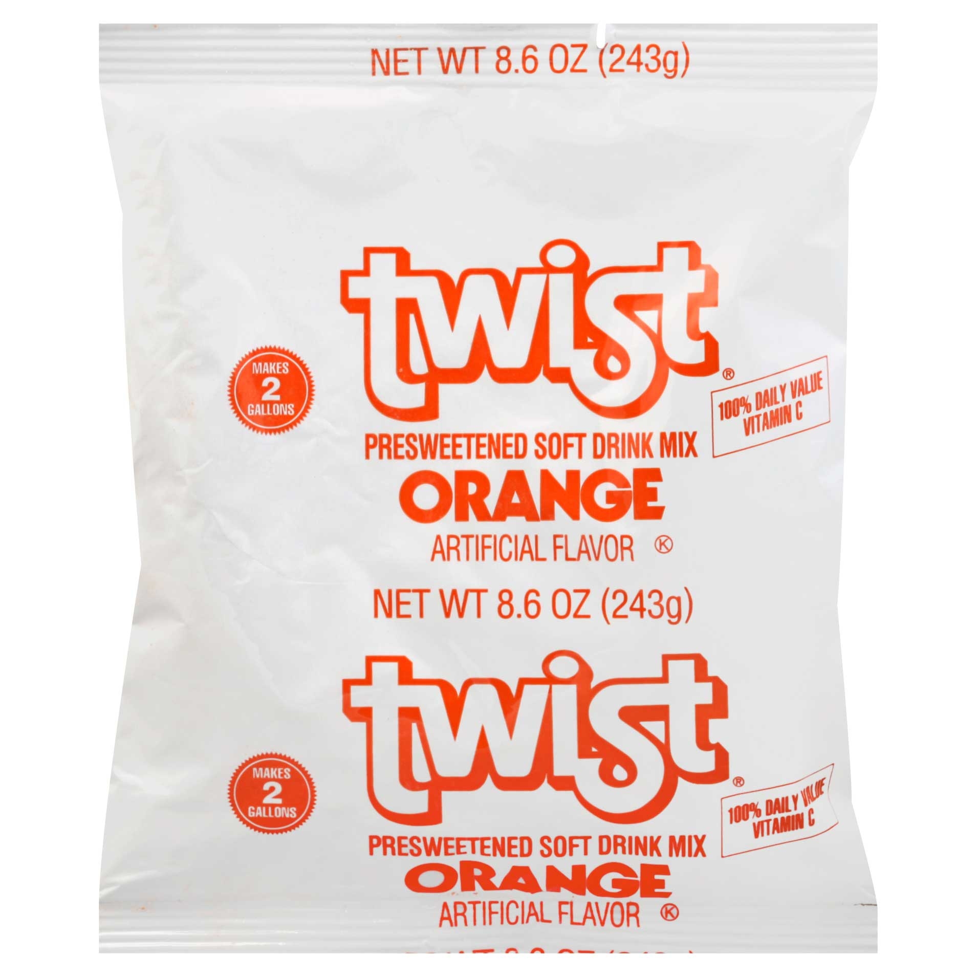 Twist Orange Mix 12 pouch per Case, each pouch makes 2 Gallon