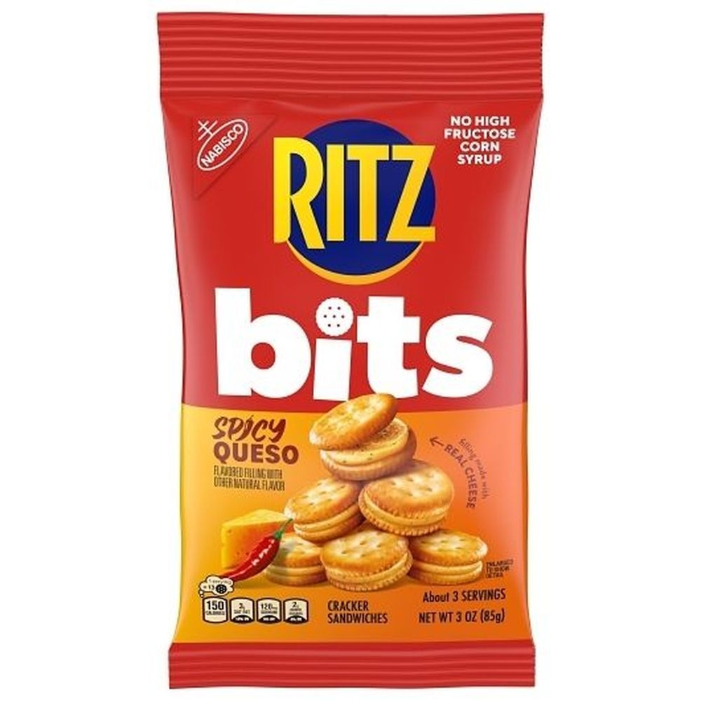 Ritz Bits Spicy Queso Cracker Sandwiches, 3 Ounce - 12 per case