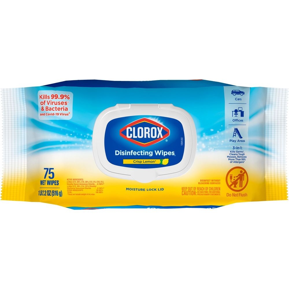 Clorox Crisp Lemon Scent Disinfecting Wipes -- 450 per case.