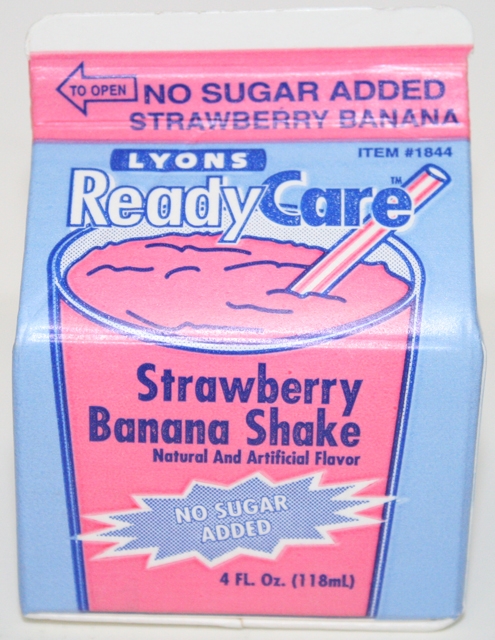 Lyons ReadyCare No Sugar Added Strawberry Banana Shake, 4 Ounce -- 50 per case