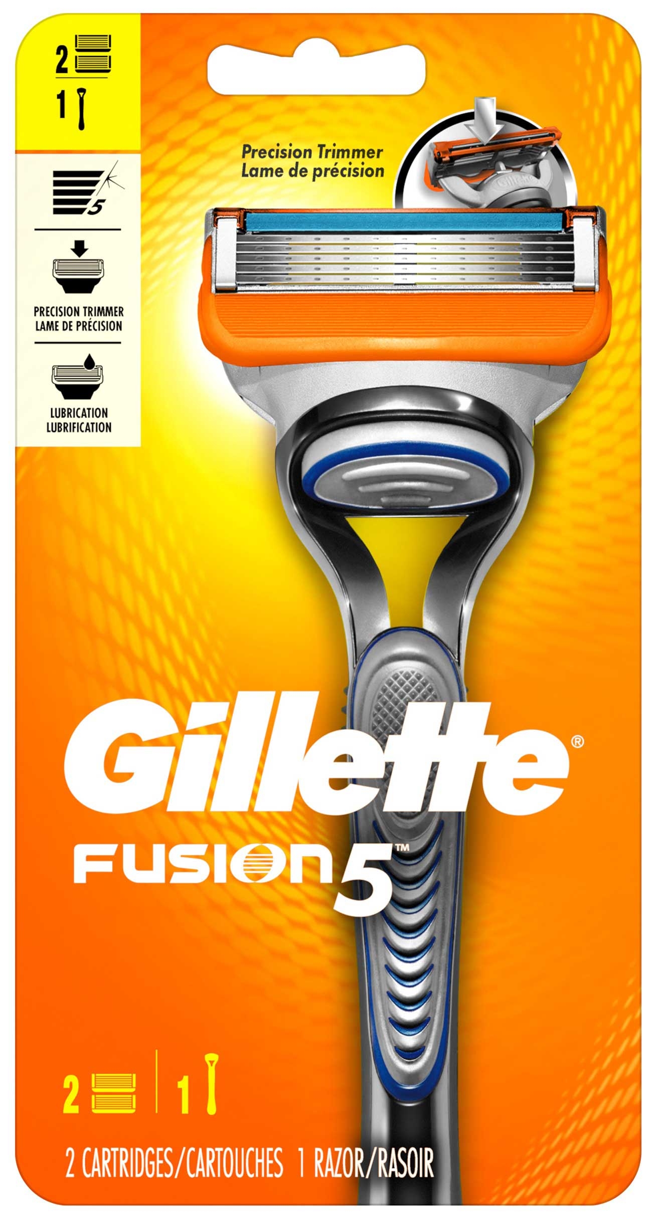 Gillette Fusion5 Base Razor with 2 Cartridges -- 36 per case.