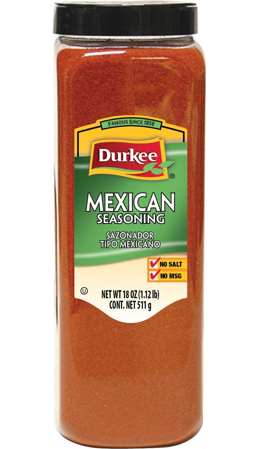 Durkee Salt/MSG Free Mexican Seasoning - 18 oz. conainer, 6 per case