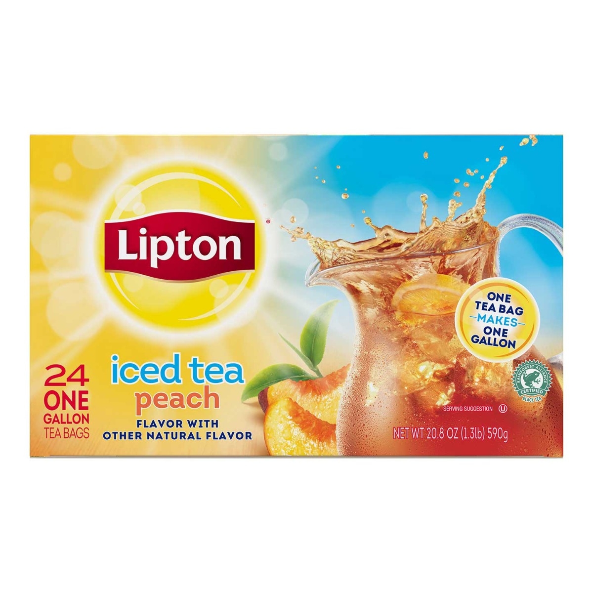 Lipton Iced Tea Bags Peach Unsweetened, 1 gallon -- 48 per case