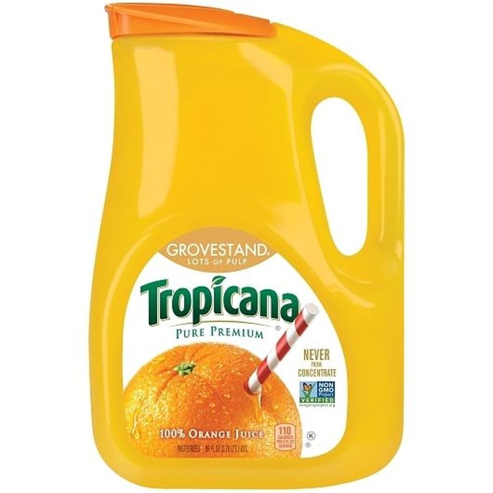 Tropicana Grovestand Pure Premium 100 Percent Orange Juice, 89 Fluid Ounce -- 6 per case