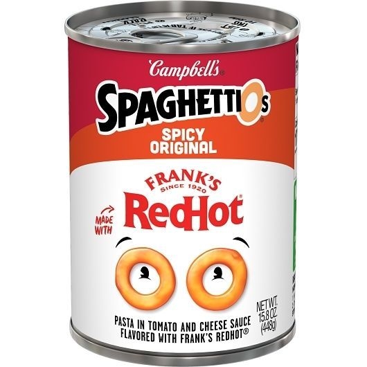 Campbells Spaghettios Spicy Original Pasta with Franks Redhot, 15.8 Ounce -- 12 per case