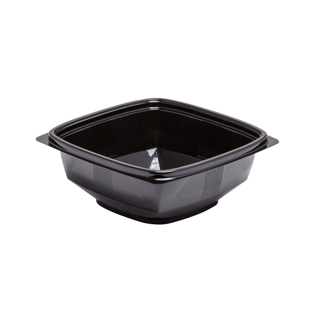 WNA Par Pack PETE Thermoform Black Small Square Bowl, 12 Ounce -- 500 per case.