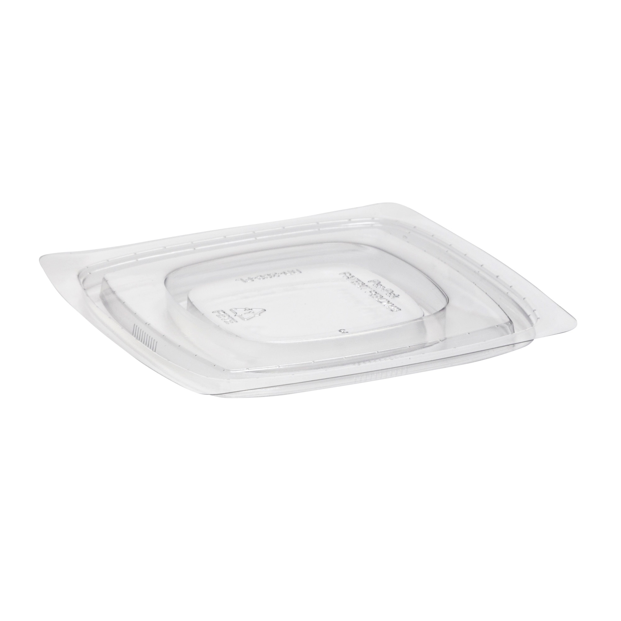 WNA Par Pack PETE Thermoform Clear Flat Lid for Small Square Bowl -- 500 per case.